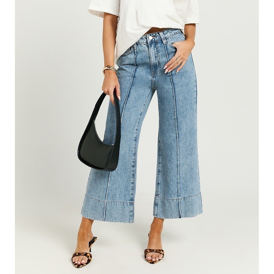 *Nwt* Showpo Jolene Wide Leg Crop Jeans -Women's 8- Mid-Rise $99